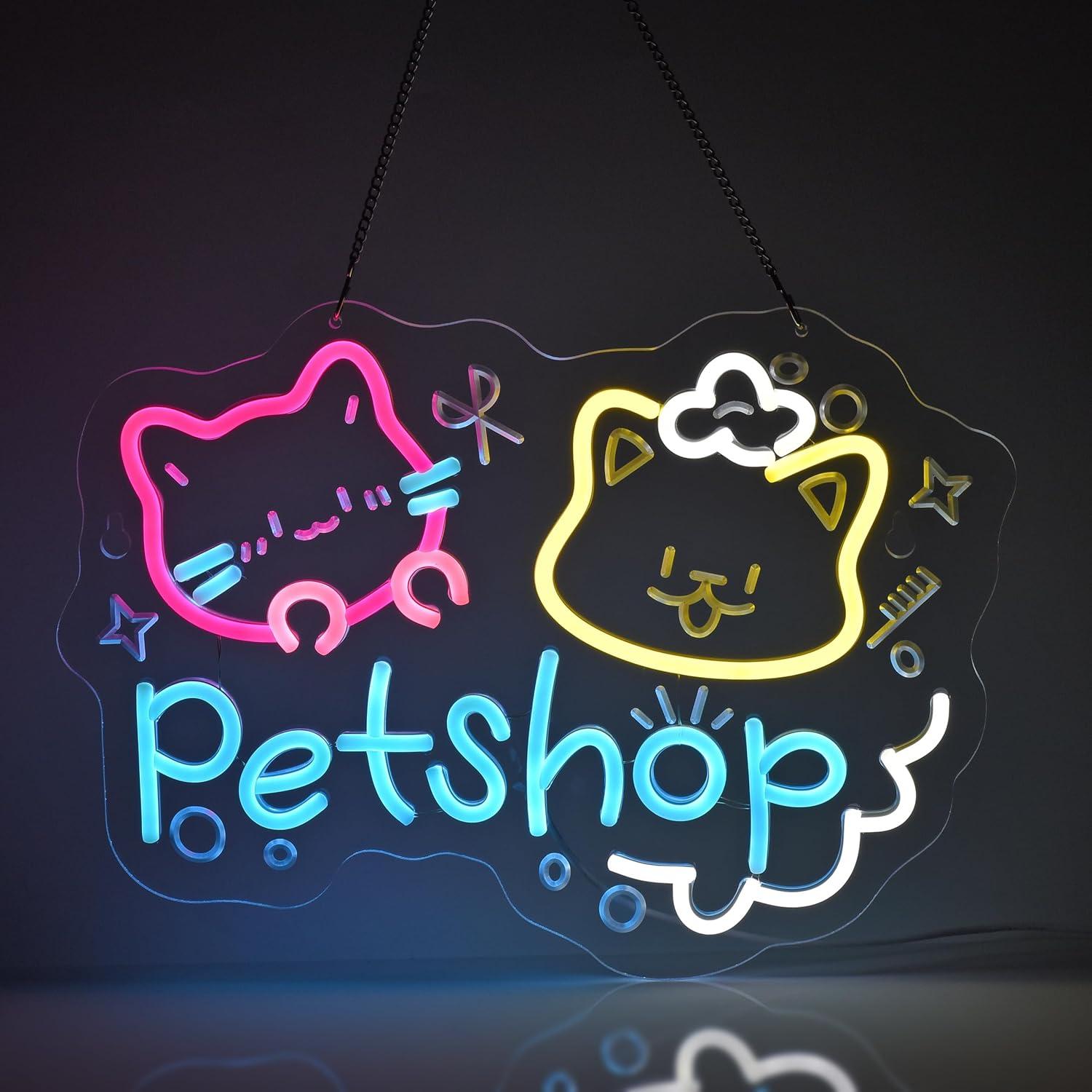 Pet Supplies In Store - Pet Shop Neon Sign USB Dimmab